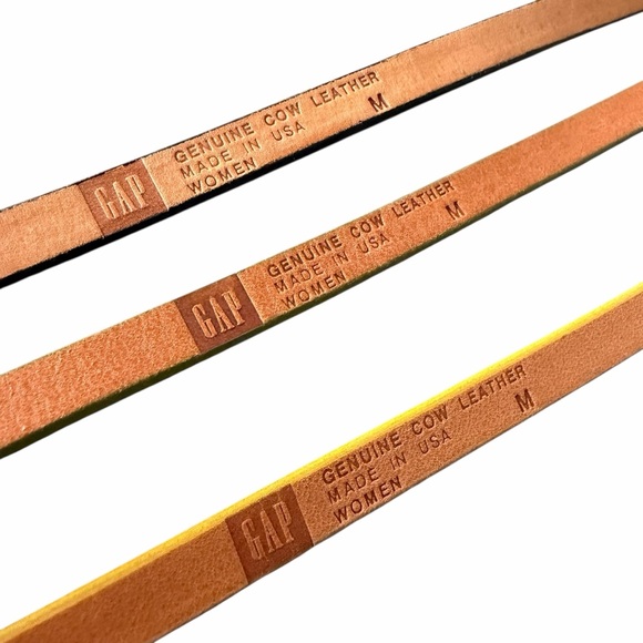 Gap Lot Of 3 Lime Green Yellow and Black Animal Print Embossed Skinny Belts Sz M - Picture 4 of 4